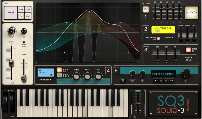 Vista FX del Acustica Audio Squid3